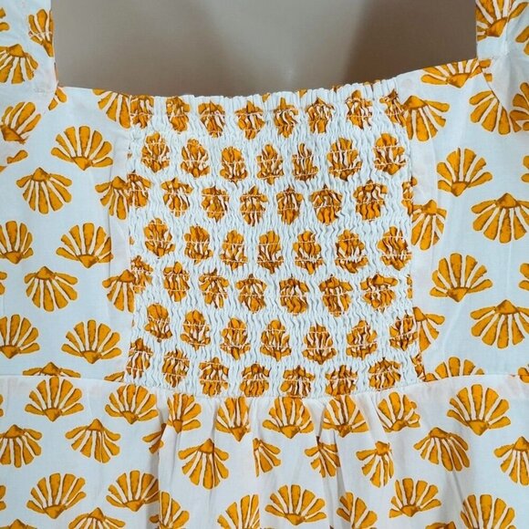 J Crew Shell Pattern Dress Size 8 Puffl Cleeve Twist Front  Peasant Cottagecore - Picture 3 of 14